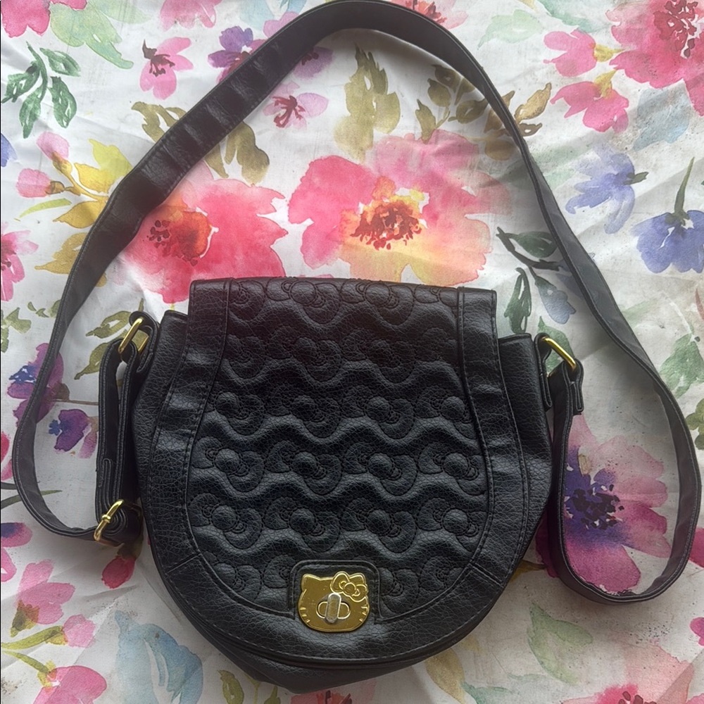 Loungefly Hello Kitty Black Quilted Crossbody Bag with Strap